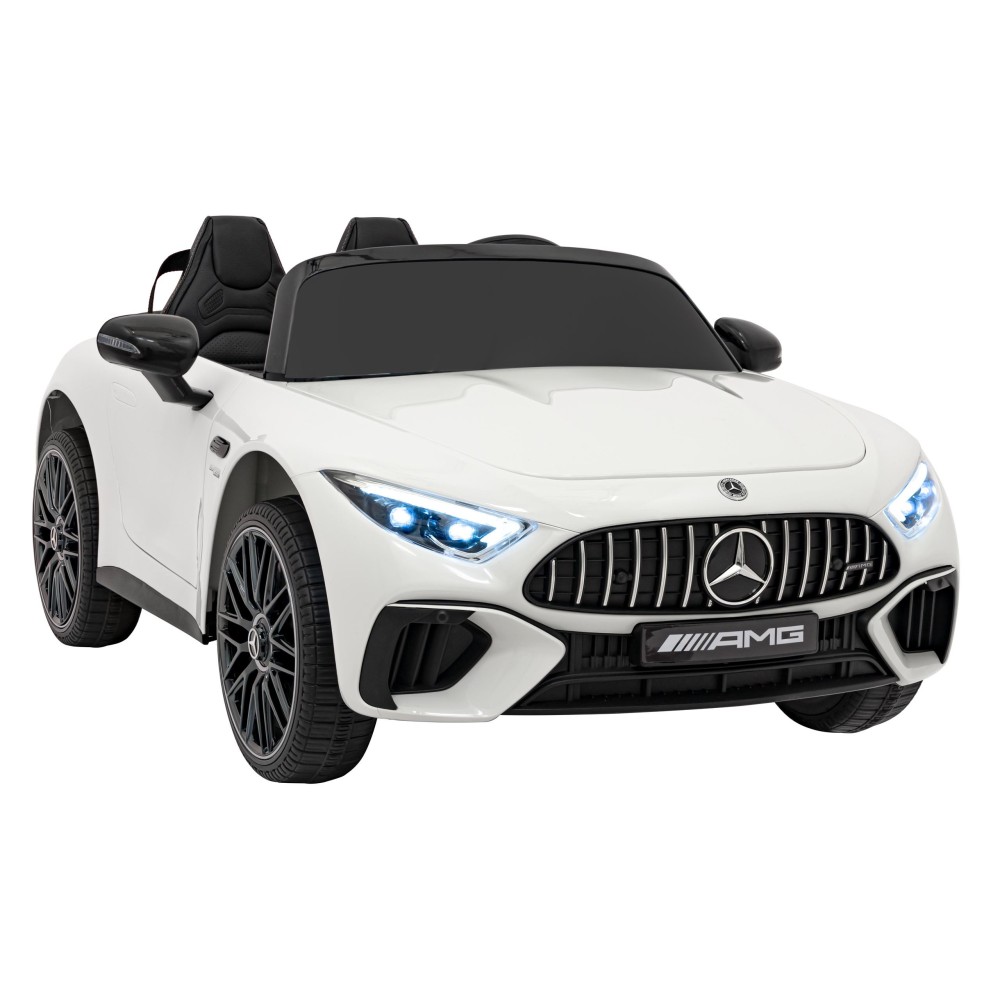 JOKO Elektrické autíčko Mercedes Benz AMG SL63 4x4, penové kolesá, kožené sedadlo, FM rádio, biele