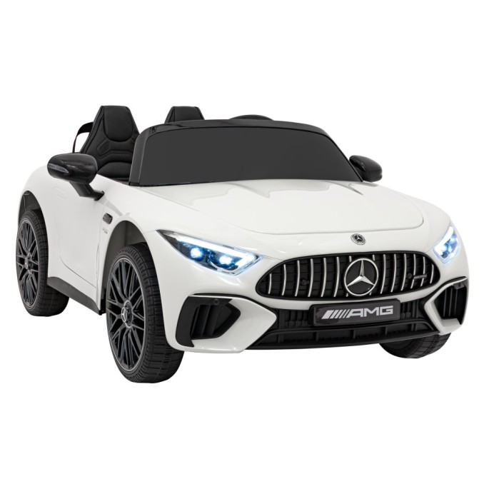 JOKO Elektrické autíčko Mercedes Benz AMG SL63 4x4, penové kolesá, kožené sedadlo, FM rádio, biele