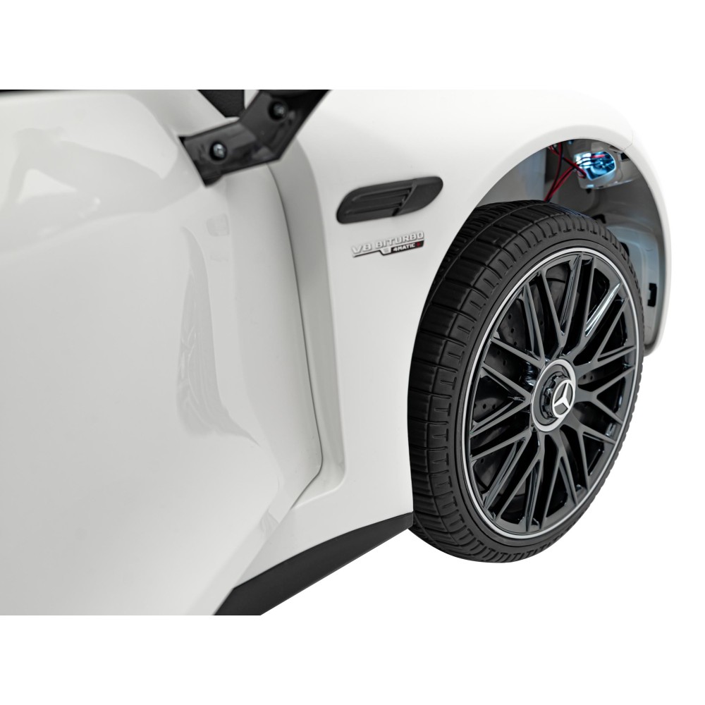JOKO Elektrické autíčko Mercedes Benz AMG SL63 4x4, penové kolesá, kožené sedadlo, FM rádio, biele