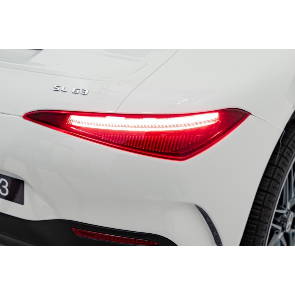 JOKO Elektrické autíčko Mercedes Benz AMG SL63 4x4, penové kolesá, kožené sedadlo, FM rádio, biele