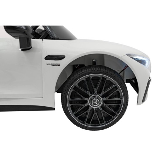JOKO Elektrické autíčko Mercedes Benz AMG SL63 4x4, penové kolesá, kožené sedadlo, FM rádio, biele