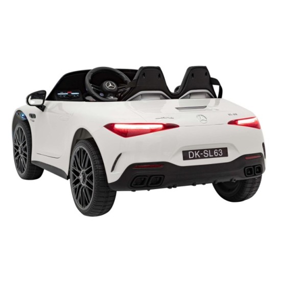 JOKO Elektrické autíčko Mercedes Benz AMG SL63 4x4, penové kolesá, kožené sedadlo, FM rádio, biele