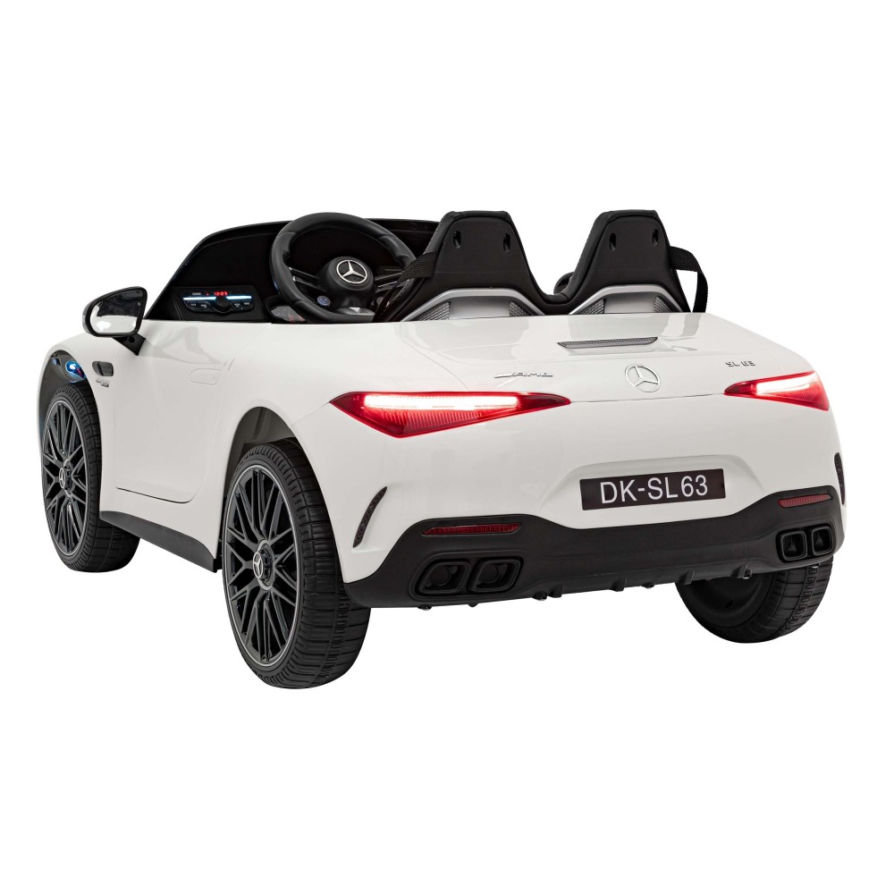 JOKO Elektrické autíčko Mercedes Benz AMG SL63 4x4, penové kolesá, kožené sedadlo, FM rádio, biele