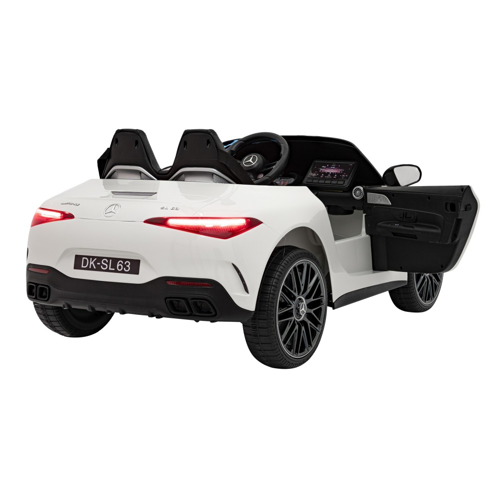 JOKO Elektrické autíčko Mercedes Benz AMG SL63 4x4, penové kolesá, kožené sedadlo, FM rádio, biele
