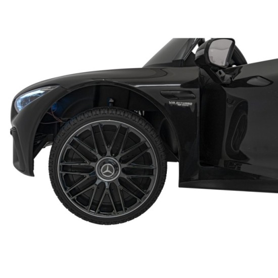 JOKO Elektrické autíčko Mercedes Benz AMG SL63 4x4, penové kolesá, kožené sedadlo, FM rádio, čierne