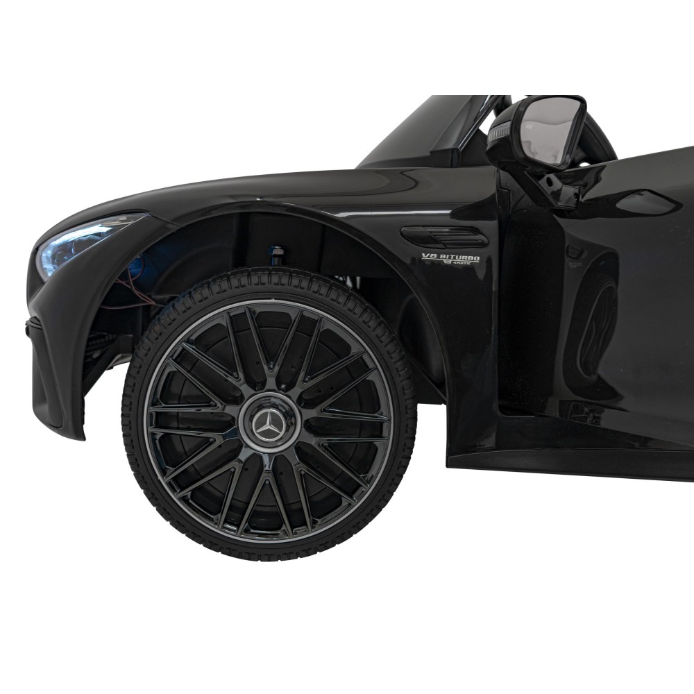 JOKO Elektrické autíčko Mercedes Benz AMG SL63 4x4, penové kolesá, kožené sedadlo, FM rádio, čierne