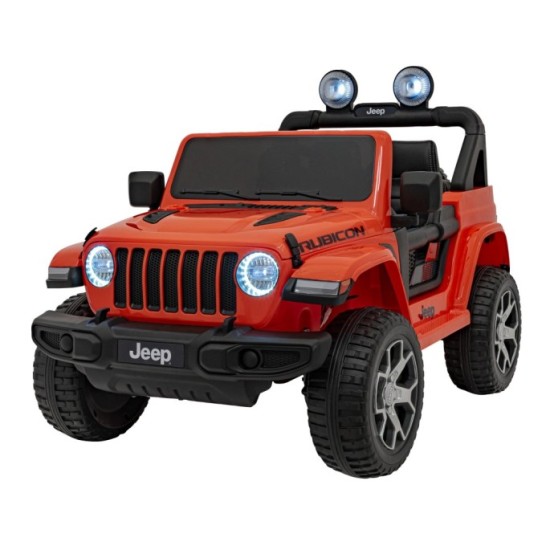 JOKO Elektrické autíčko JEEP Wrangler Rubicon 4x4, penové kolesá, kožené sedadlo, FM rádio, oranžové