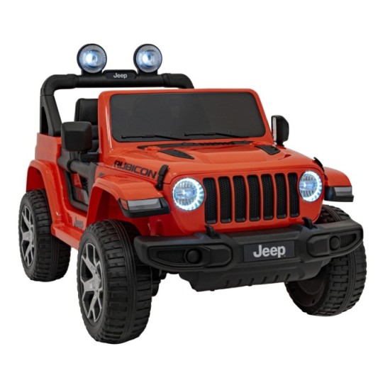 JOKO Elektrické autíčko JEEP Wrangler Rubicon 4x4, penové kolesá, kožené sedadlo, FM rádio, oranžové