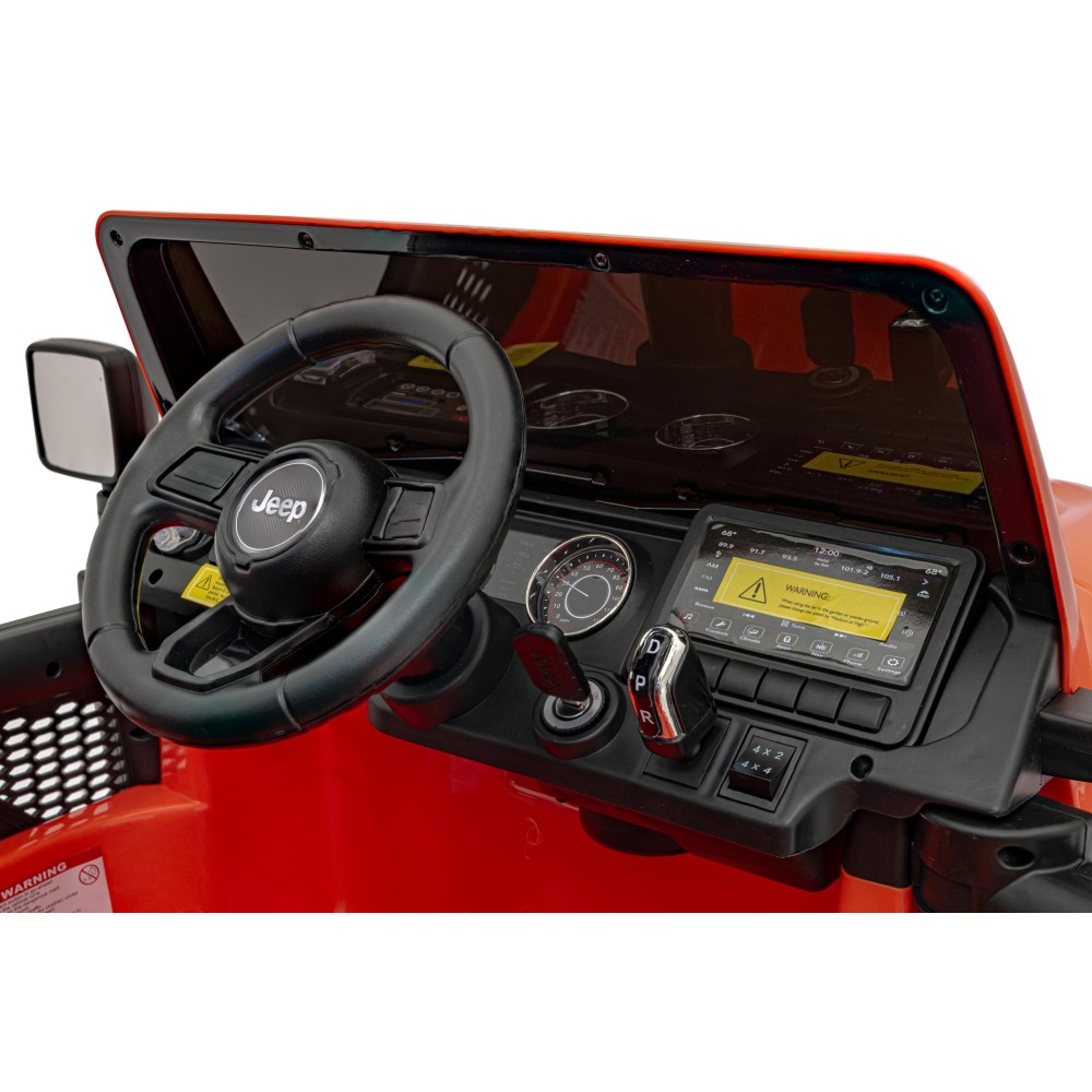 JOKO Elektrické autíčko JEEP Wrangler Rubicon 4x4, penové kolesá, kožené sedadlo, FM rádio, oranžové