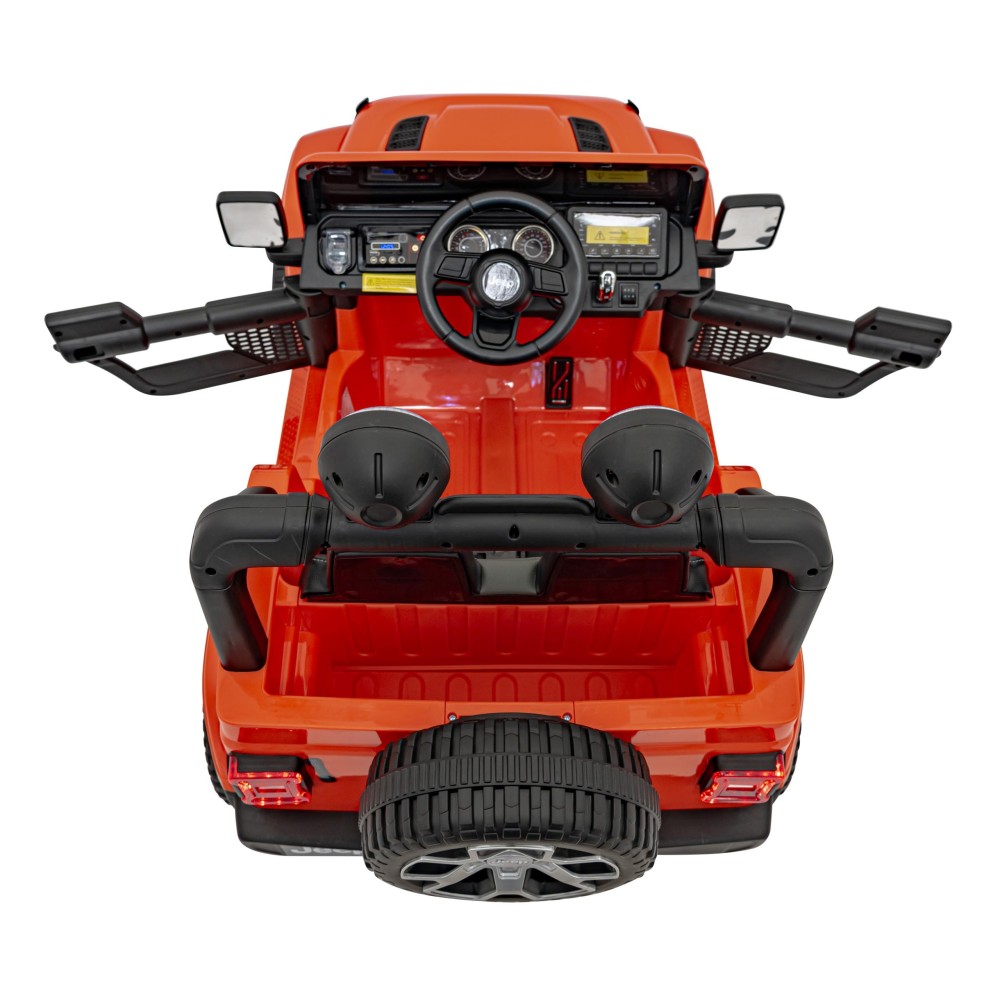 JOKO Elektrické autíčko JEEP Wrangler Rubicon 4x4, penové kolesá, kožené sedadlo, FM rádio, oranžové