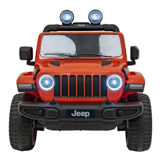 JOKO Elektrické autíčko JEEP Wrangler Rubicon 4x4, penové kolesá, kožené sedadlo, FM rádio, oranžové