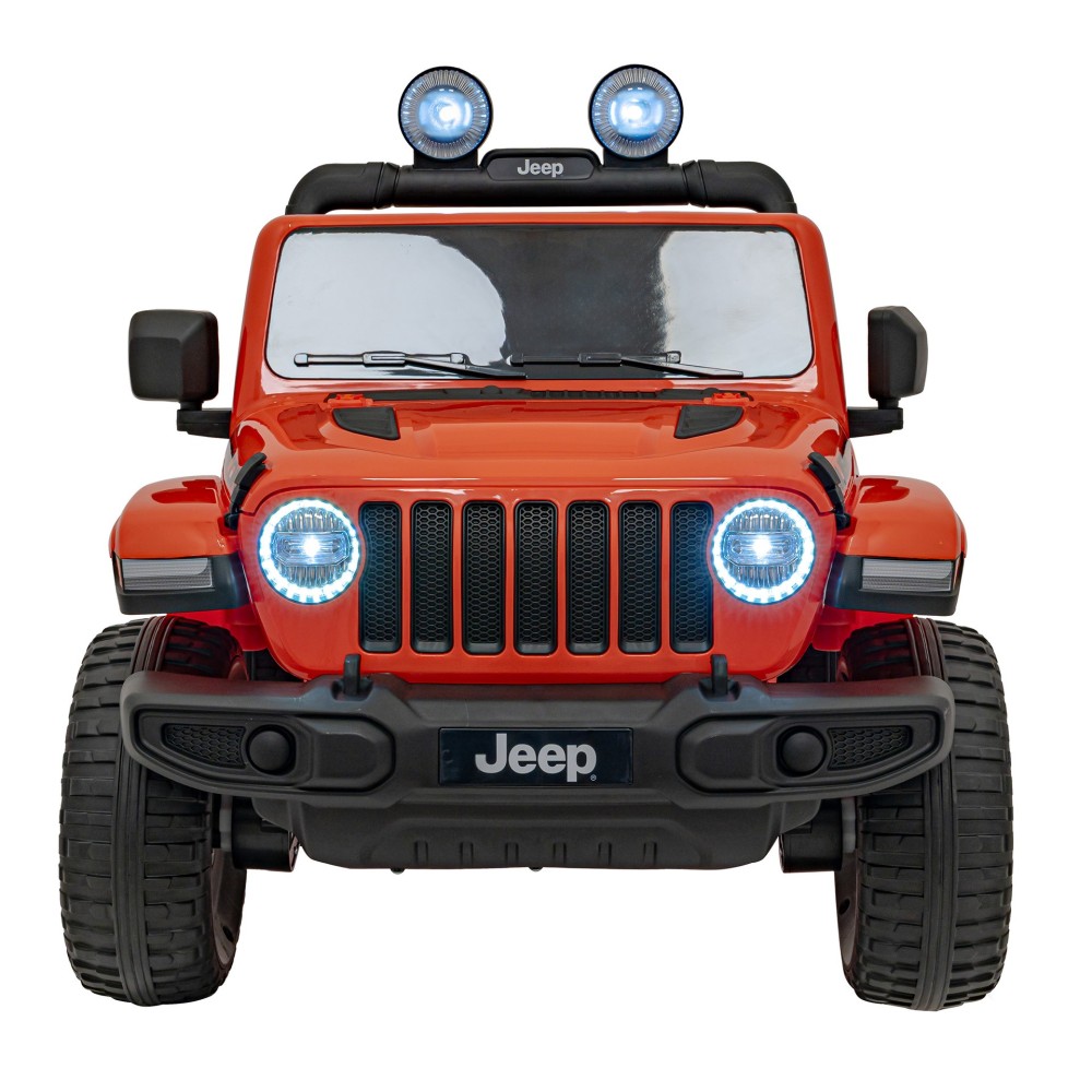 JOKO Elektrické autíčko JEEP Wrangler Rubicon 4x4, penové kolesá, kožené sedadlo, FM rádio, oranžové