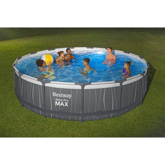 Bestway 561GD Bazén s Kovovu Konštrukciou Steel Pro MAX 457 cm x 107 cm + LED Osvetlenie + Filtračné čerpadlo, plachta, rebrík