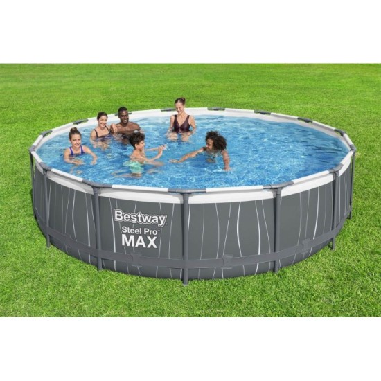 Bestway 561GD Bazén s Kovovu Konštrukciou Steel Pro MAX 457 cm x 107 cm + LED Osvetlenie + Filtračné čerpadlo, plachta, rebrík