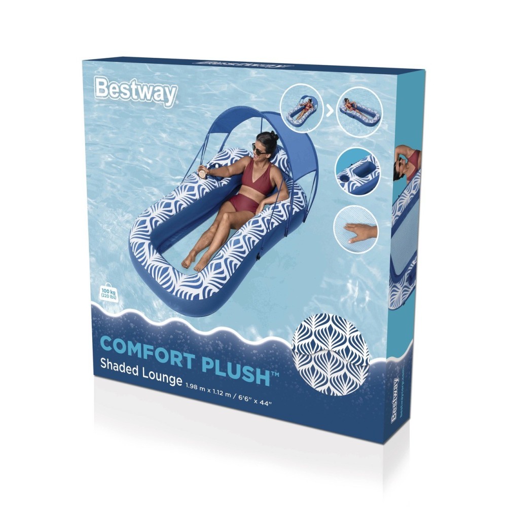 BESTWAY 43732 Nafukovací Matrac, Lehátko so Slnečnou clonou, opierkou a sieťovaným dnom