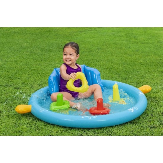 Bestway 52568 Detský Nafukovací bazén so strieškou s UV ochranou, operadlom a triedičom 1,15 m x 89 cm x 76 cm