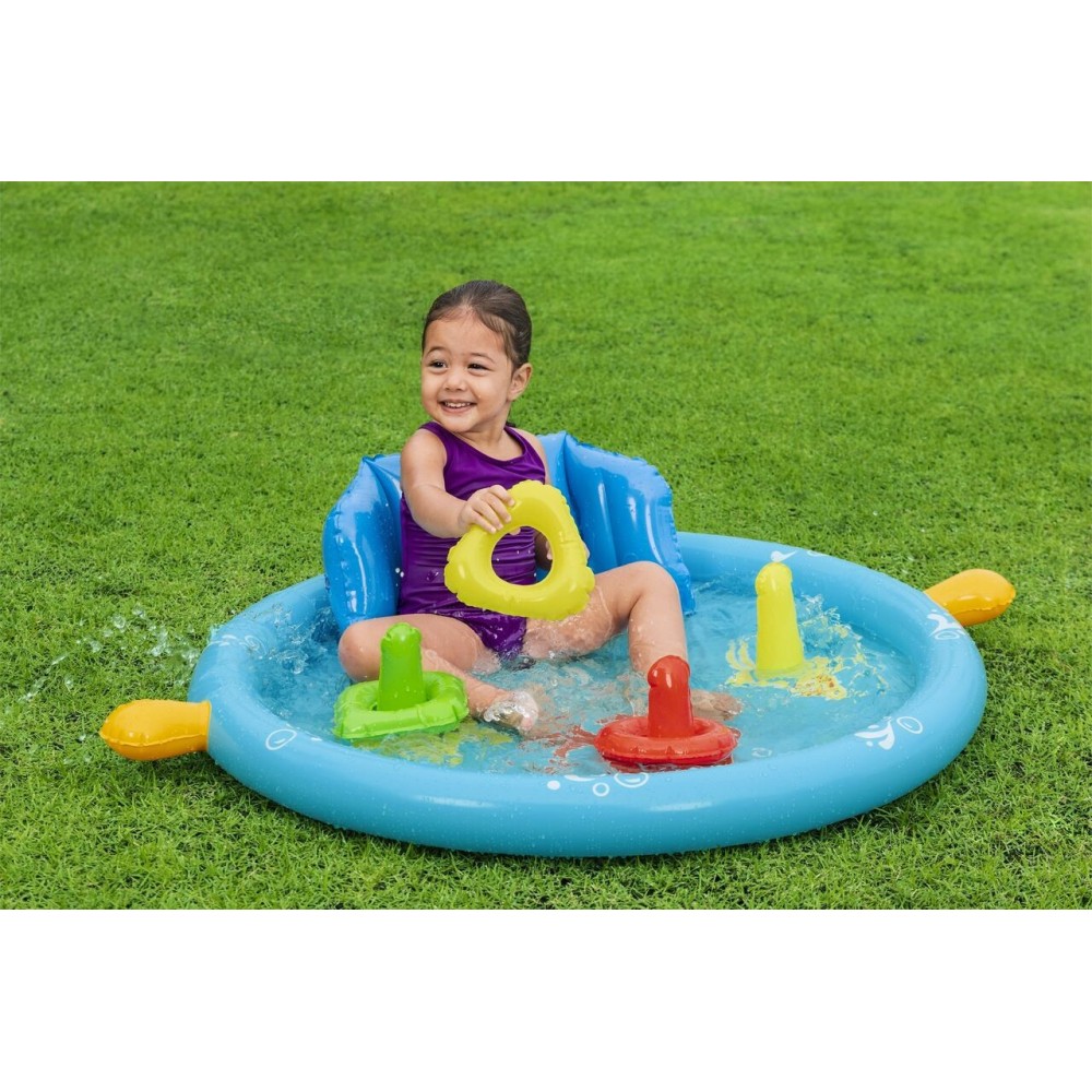 Bestway 52568 Detský Nafukovací bazén so strieškou s UV ochranou, operadlom a triedičom 1,15 m x 89 cm x 76 cm