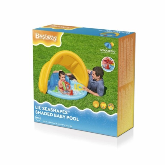 Bestway 52568 Detský Nafukovací bazén so strieškou s UV ochranou, operadlom a triedičom 1,15 m x 89 cm x 76 cm