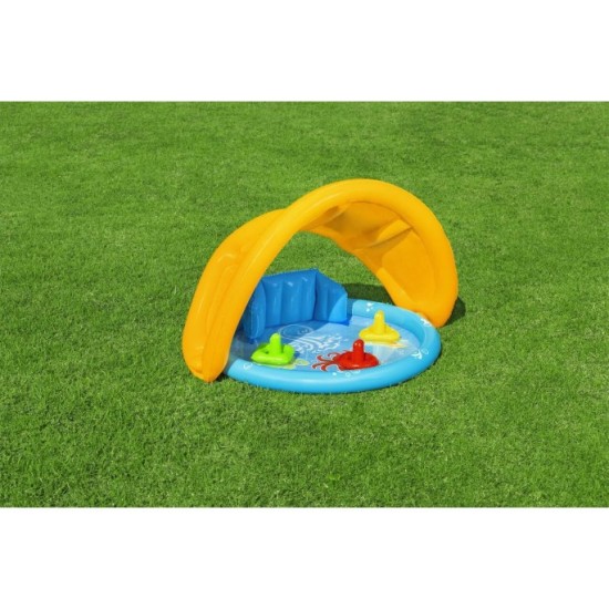 Bestway 52568 Detský Nafukovací bazén so strieškou s UV ochranou, operadlom a triedičom 1,15 m x 89 cm x 76 cm