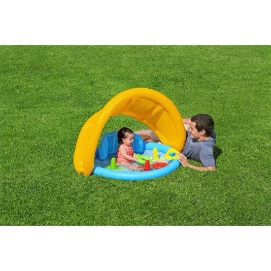 Bestway 52568 Detský Nafukovací bazén so strieškou s UV ochranou, operadlom a triedičom 1,15 m x 89 cm x 76 cm