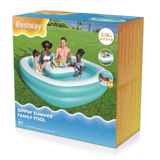 Bestway 54446 Nafukovací bazén s Plávajúcim stolíkom 218x218x48cm