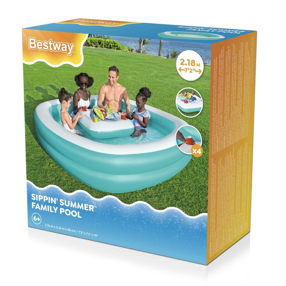 Bestway 54446 Nafukovací bazén s Plávajúcim stolíkom 218x218x48cm