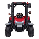 JOKO Elektrický traktor s vlečkou Blast 2x200W 24V, penové kolesá, kožené sedadlo, červený