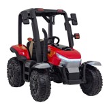 JOKO Elektrický traktor s vlečkou Blast 2x200W 24V, penové kolesá, kožené sedadlo, červený