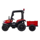 JOKO Elektrický traktor s vlečkou Blast 2x200W 24V, penové kolesá, kožené sedadlo, červený