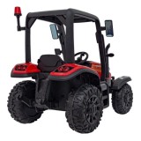 JOKO Elektrický traktor s vlečkou Blast 2x200W 24V, penové kolesá, kožené sedadlo, červený