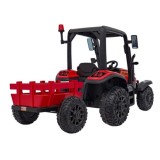 JOKO Elektrický traktor s vlečkou Blast 2x200W 24V, penové kolesá, kožené sedadlo, červený