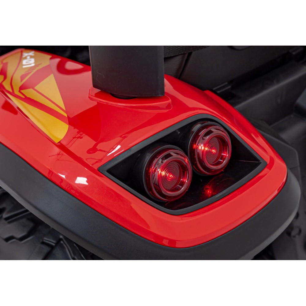 JOKO Elektrický traktor s vlečkou Blast 2x200W 24V, penové kolesá, kožené sedadlo, červený