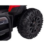 JOKO Elektrický traktor s vlečkou Blast 2x200W 24V, penové kolesá, kožené sedadlo, červený