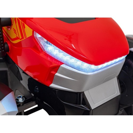 JOKO Elektrický traktor s vlečkou Blast 2x200W 24V, penové kolesá, kožené sedadlo, červený