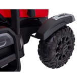 JOKO Elektrický traktor s vlečkou Blast 2x200W 24V, penové kolesá, kožené sedadlo, červený