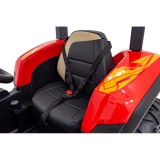 JOKO Elektrický traktor s vlečkou Blast 2x200W 24V, penové kolesá, kožené sedadlo, červený