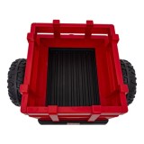 JOKO Elektrický traktor s vlečkou Blast 2x200W 24V, penové kolesá, kožené sedadlo, červený