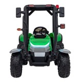 JOKO Elektrický traktor s vlečkou Blast 2x200W 24V, penové kolesá, kožené sedadlo, zelený