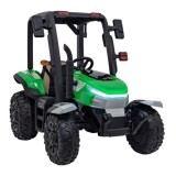JOKO Elektrický traktor s vlečkou Blast 2x200W 24V, penové kolesá, kožené sedadlo, zelený