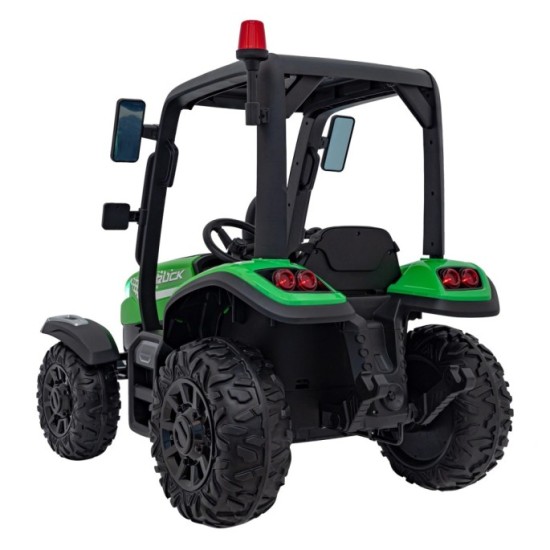 JOKO Elektrický traktor s vlečkou Blast 2x200W 24V, penové kolesá, kožené sedadlo, zelený