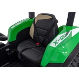 JOKO Elektrický traktor s vlečkou Blast 2x200W 24V, penové kolesá, kožené sedadlo, zelený