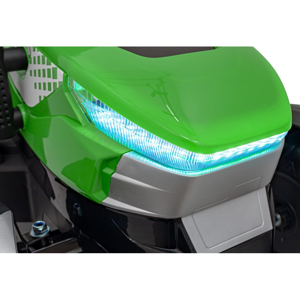 JOKO Elektrický traktor s vlečkou Blast 2x200W 24V, penové kolesá, kožené sedadlo, zelený