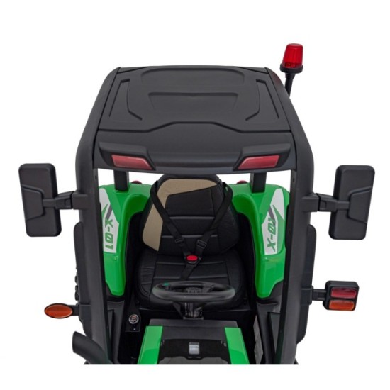 JOKO Elektrický traktor s vlečkou Blast 2x200W 24V, penové kolesá, kožené sedadlo, zelený