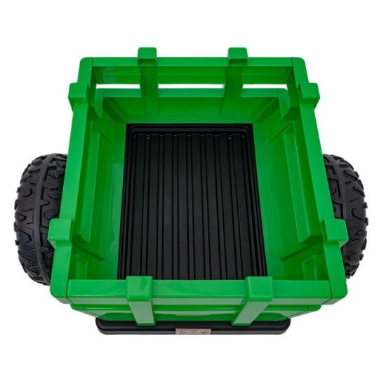 JOKO Elektrický traktor s vlečkou Blast 2x200W 24V, penové kolesá, kožené sedadlo, zelený