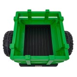 JOKO Elektrický traktor s vlečkou Blast 2x200W 24V, penové kolesá, kožené sedadlo, zelený