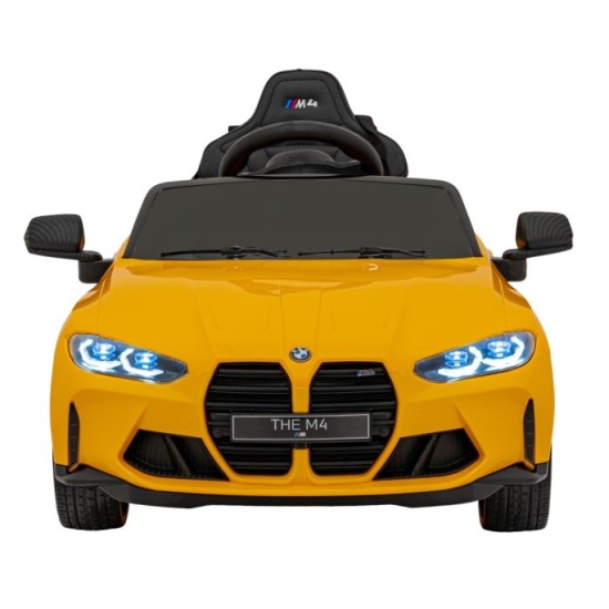 JOKO Elektrické autíčko BMW M4, penové kolesá, kožené sedadlo, žlté