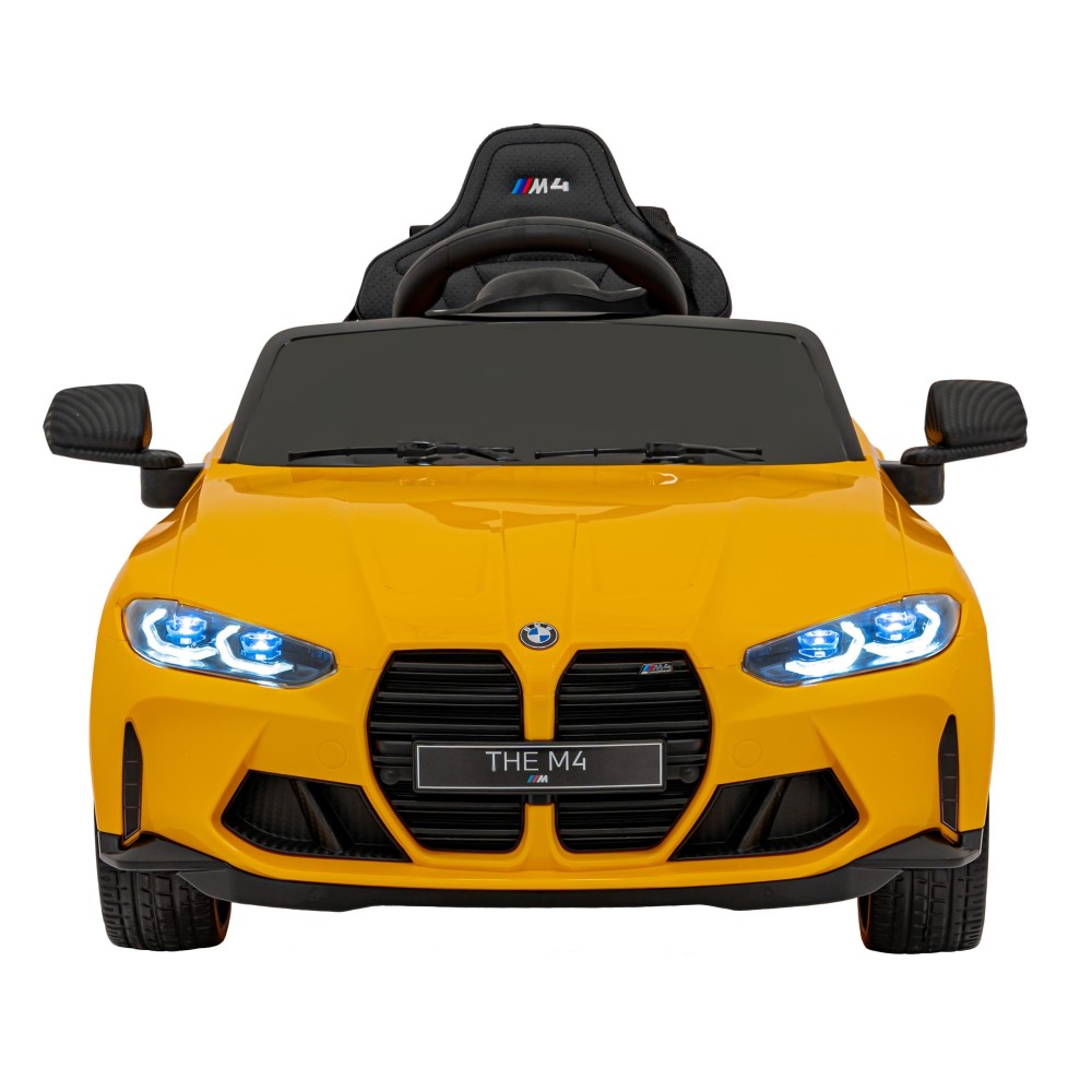 JOKO Elektrické autíčko BMW M4, penové kolesá, kožené sedadlo, žlté