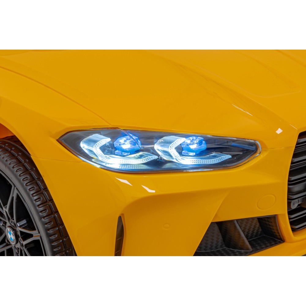 JOKO Elektrické autíčko BMW M4, penové kolesá, kožené sedadlo, žlté