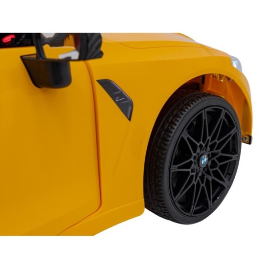 JOKO Elektrické autíčko BMW M4, penové kolesá, kožené sedadlo, žlté