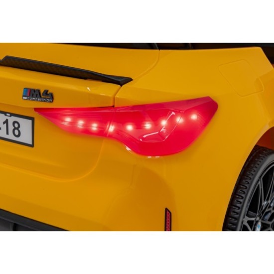 JOKO Elektrické autíčko BMW M4, penové kolesá, kožené sedadlo, žlté